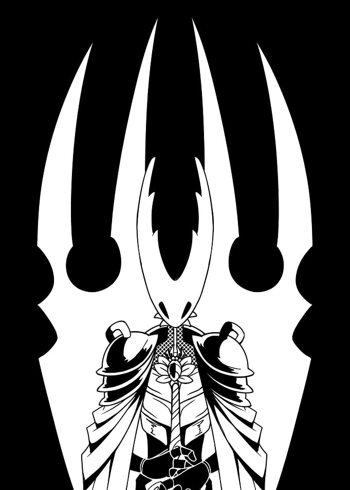 Hollow Knight Black and White Illustration