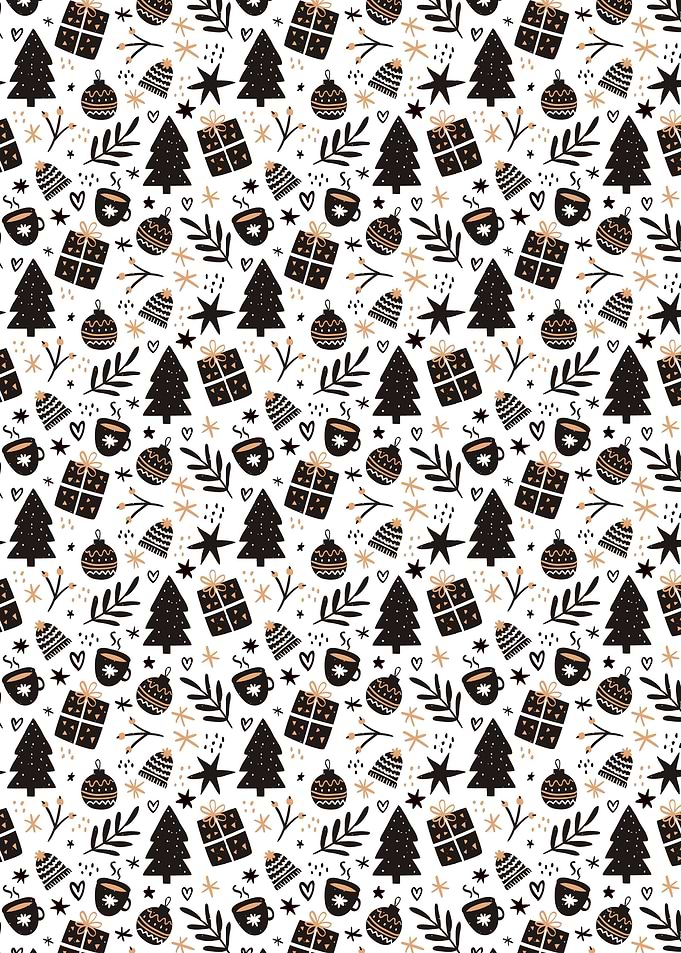 Festive Christmas Pattern with Trees and Gifts