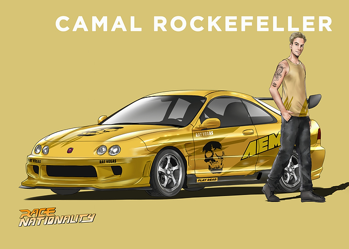 Camal Rockefeller and his golden car