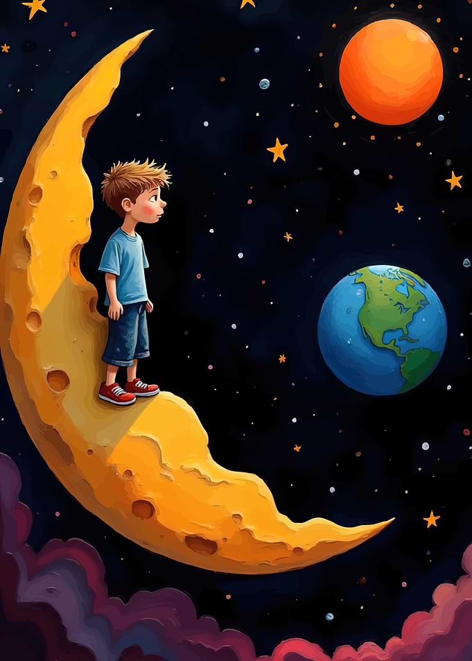 Boy Moon Space