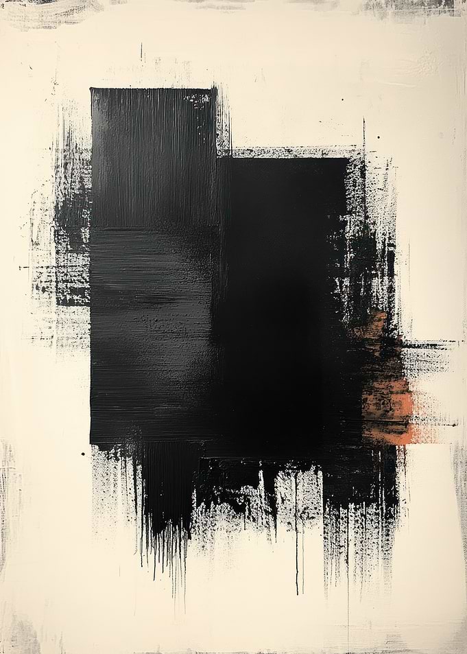 Abstract Black and Beige Painting