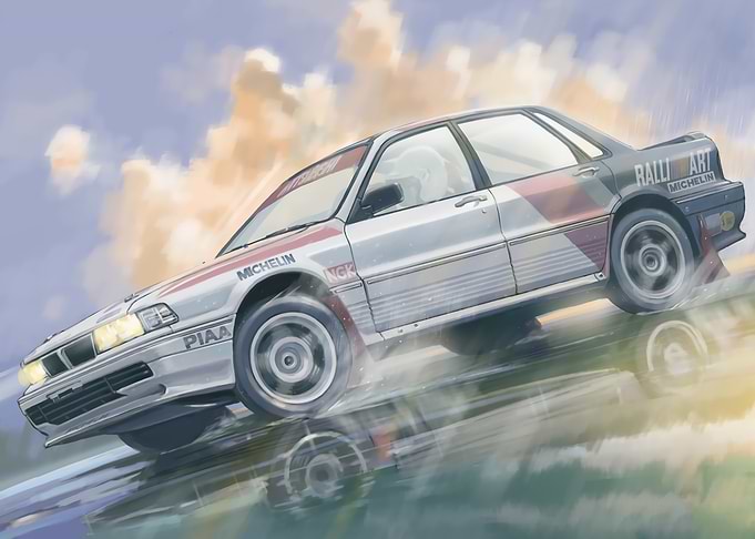 Rally Car in Motion