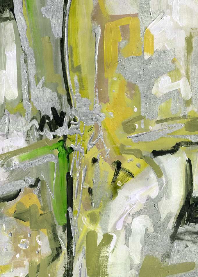Abstract Painting with Green and Yellow Hues Warm Edition