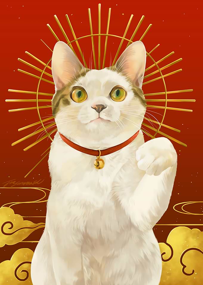 Maneki Neko Cat Digital Art