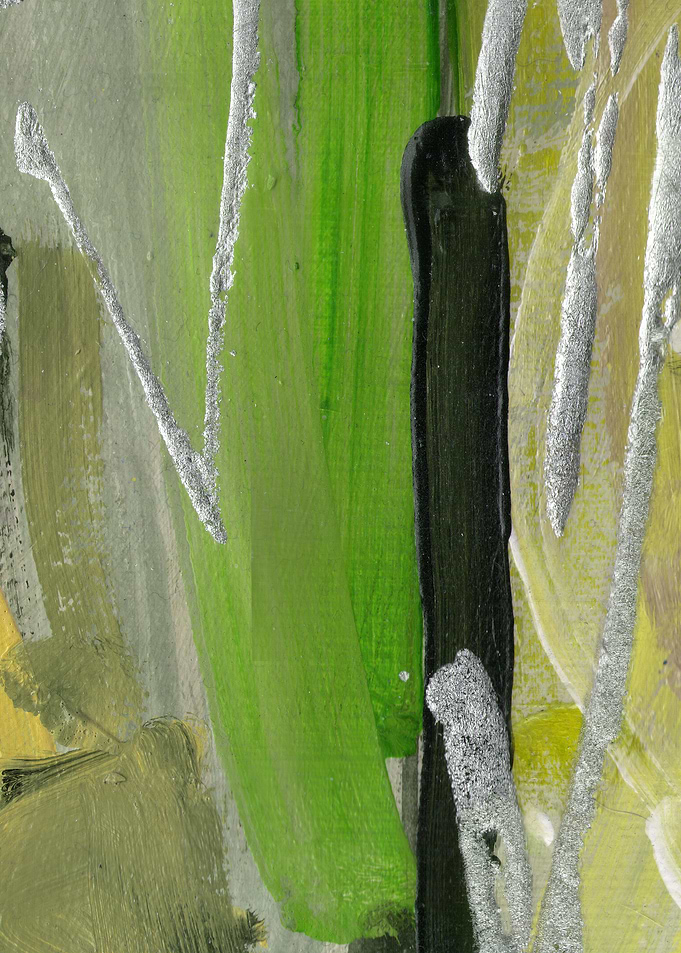 Abstract Green, Yellow and Silver Painting