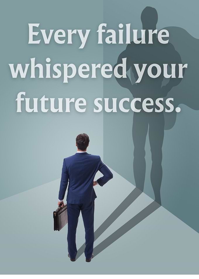 Inspirational Business Success with Superhero Shadow