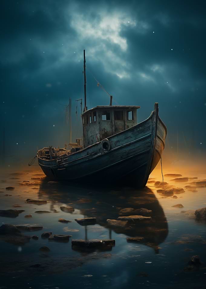 Old Fishing Boat at Dusk