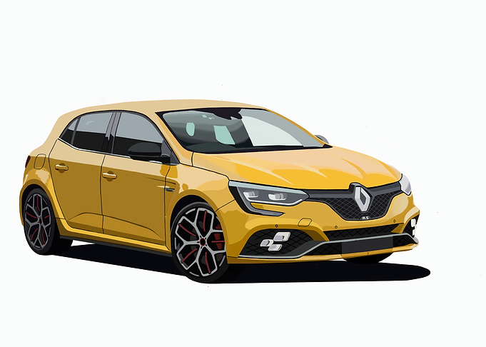 Yellow Renault Megane RS Illustration