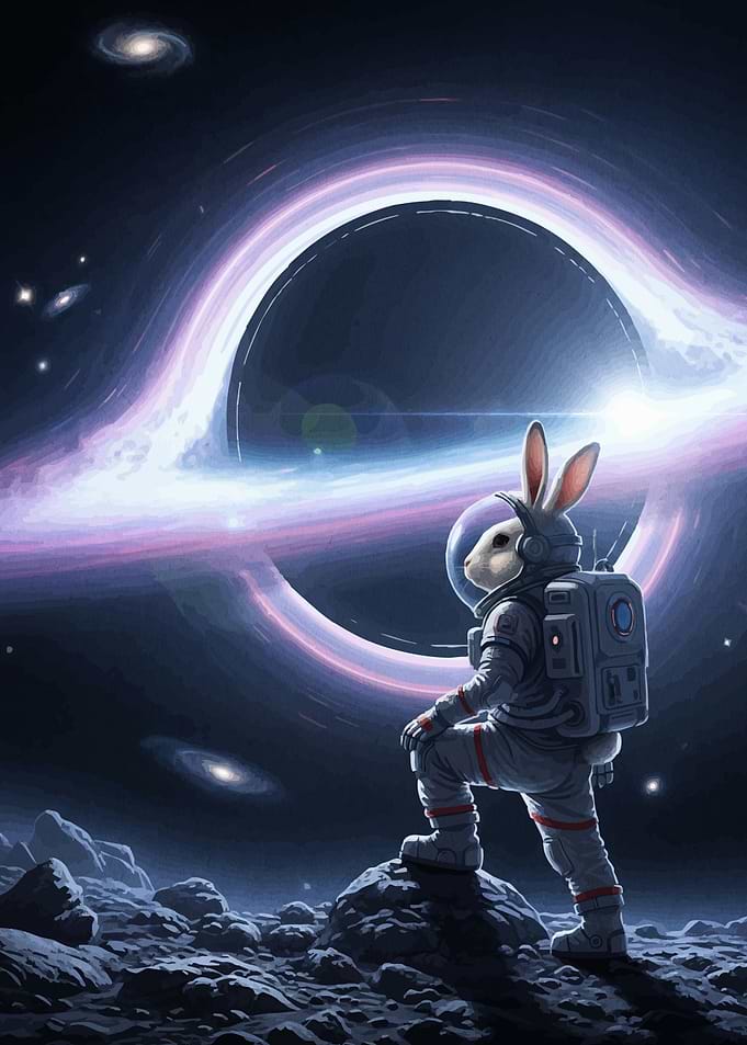 Astronaut Rabbit Gazing Hole