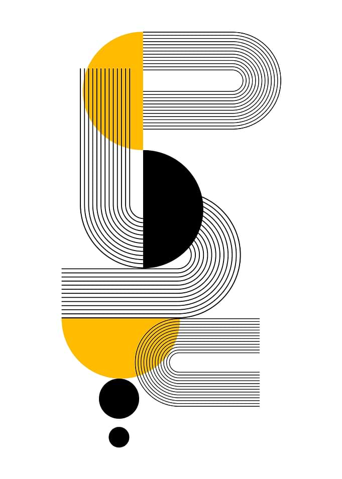 Abstract Geometric Black and Yellow