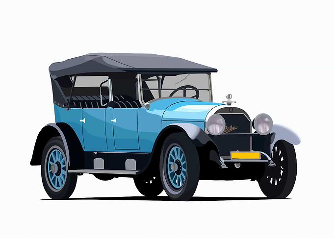 Vintage Blue Cadillac Car Illustration