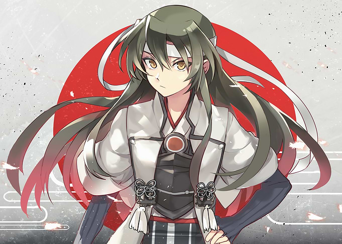 Anime Girl with Japanese Flag Backdrop
