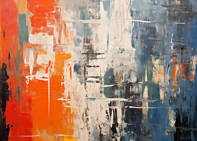 Abstract Painting with Orange and Blue