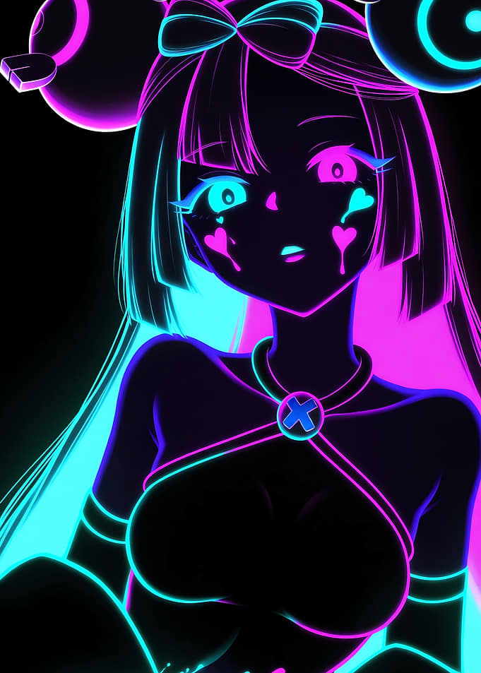 Neon Anime Girl Portrait
