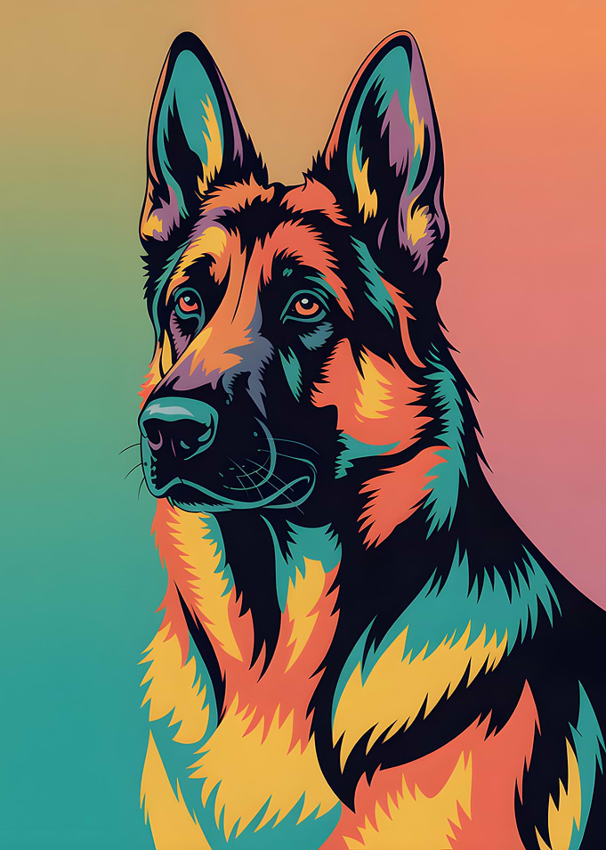Colorful German Shepherd Portrait