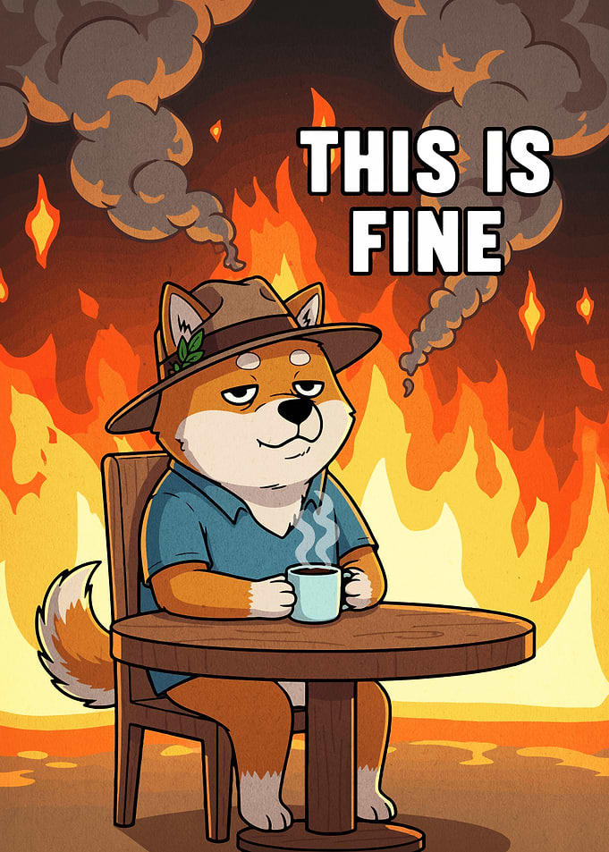 'This is Fine' Dog Meme Illustration