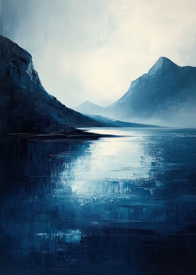 Blue Mountain Lake Landscape Painting