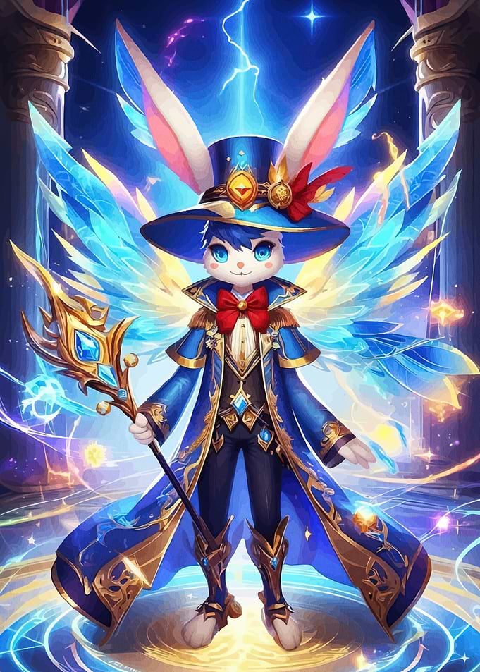 Magical Rabbit Wizard Crystal Wings