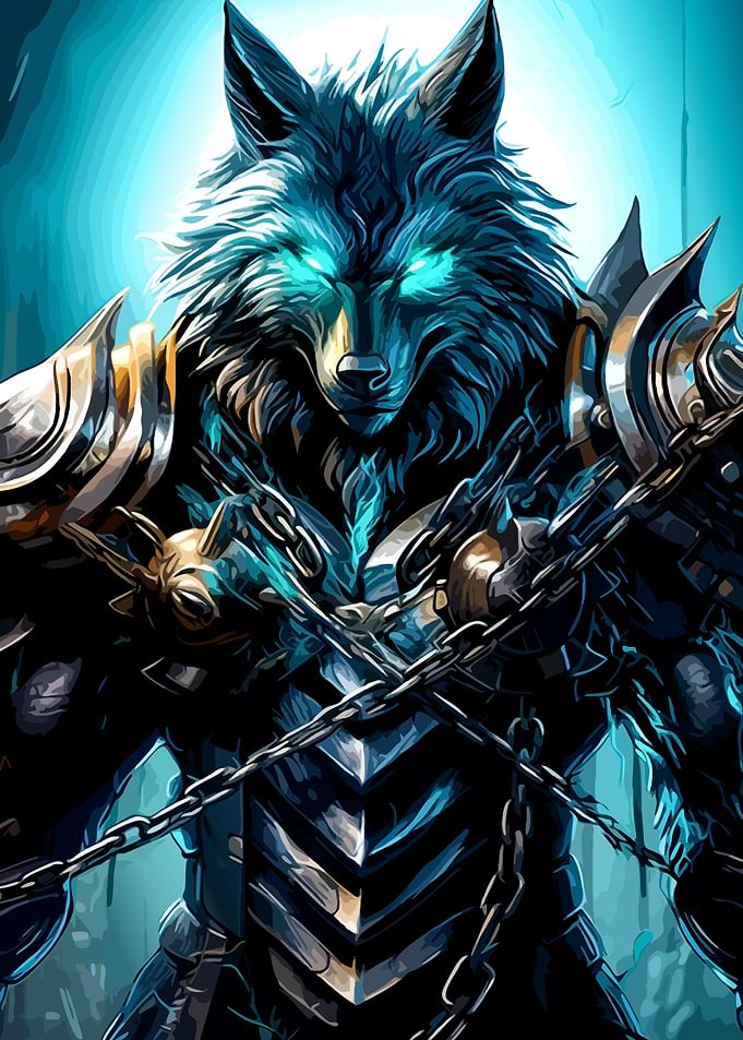 Armored Wolf Warrior with Chains