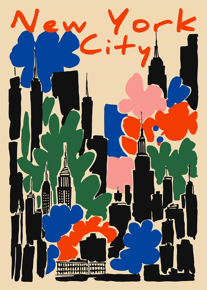 Colorful New York City Skyline Illustration