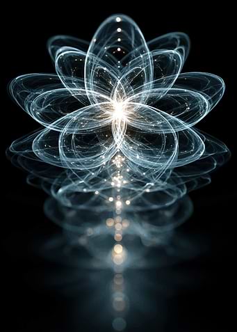 Abstract Luminous Flower on Black Background