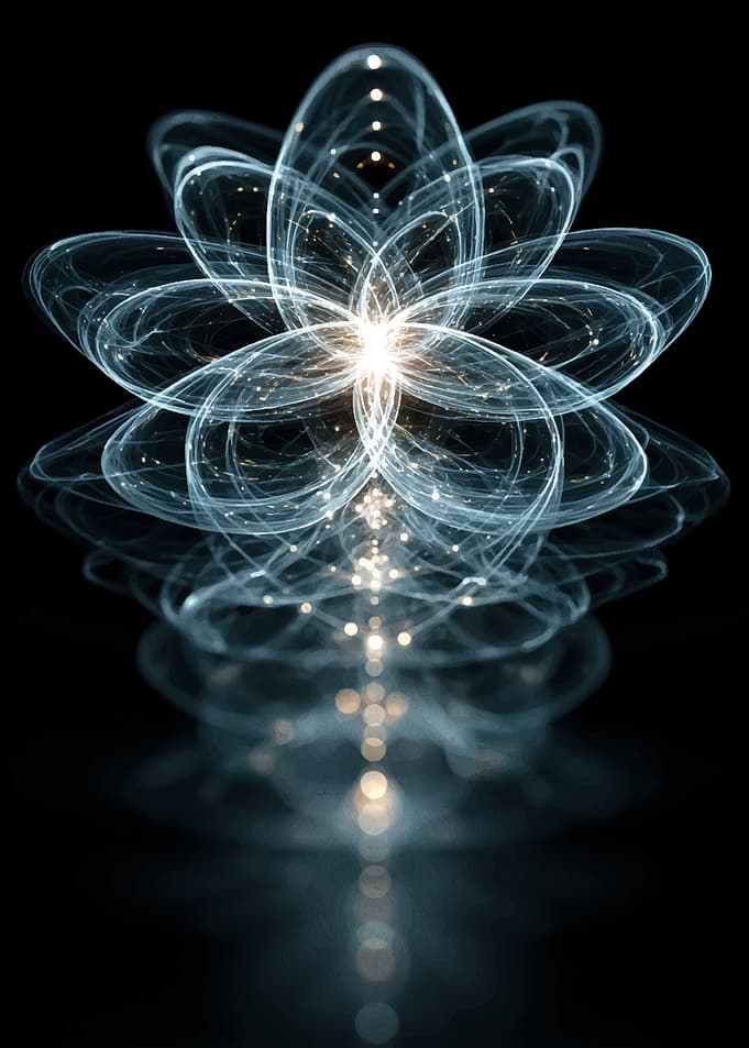 Abstract Luminous Flower on Black Background