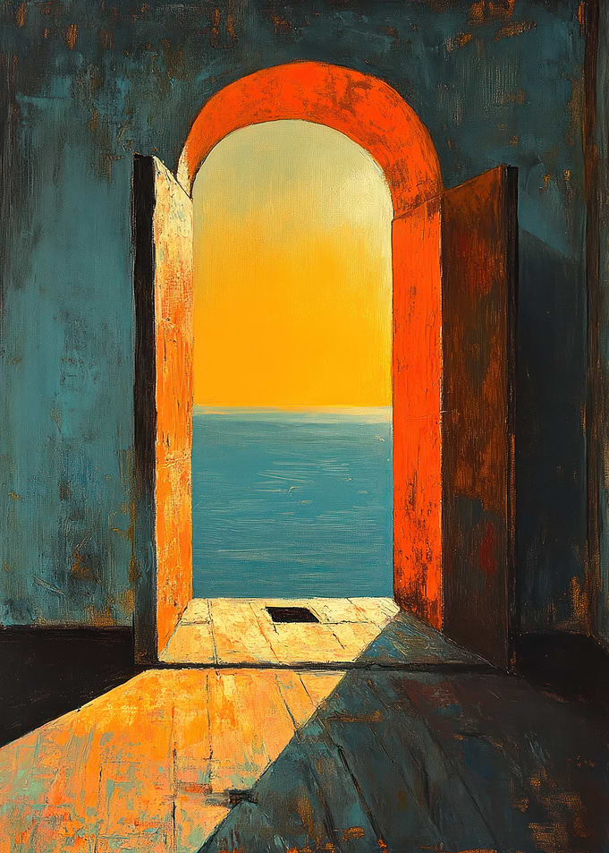Open Door to Ocean Painting