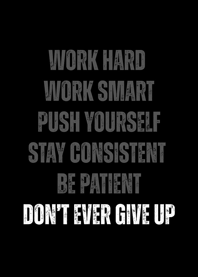 Motivational Text Art: Never Give Up