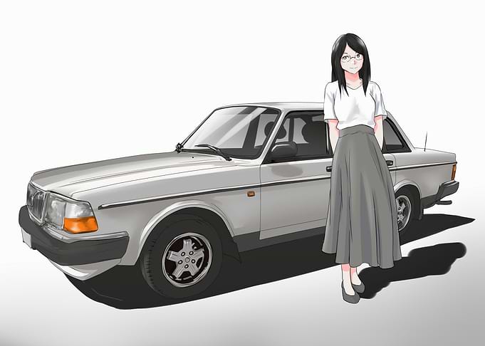 Anime Girl with Classic Car