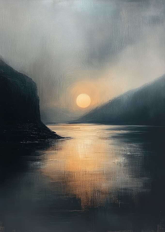 Serene Lake Sunset Painting
