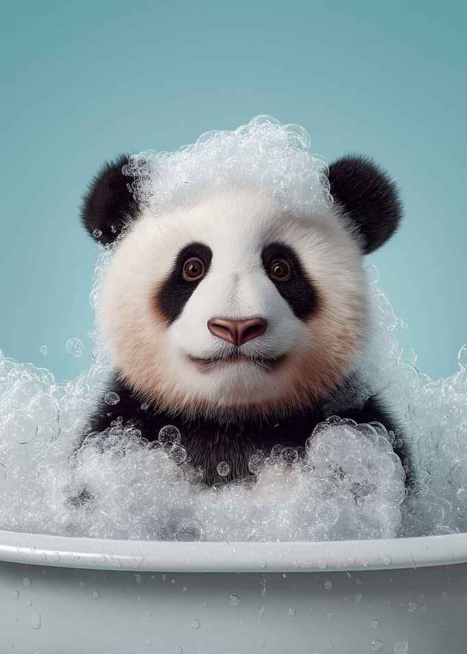 Panda Cub in a bubble bath