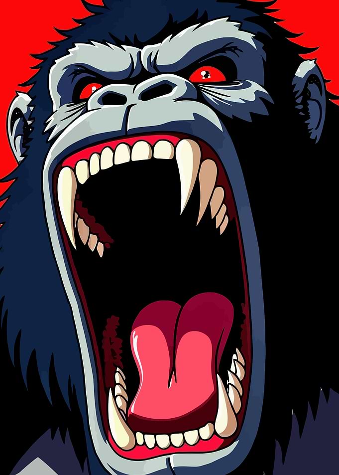 Roaring Gorilla Cartoon Illustration