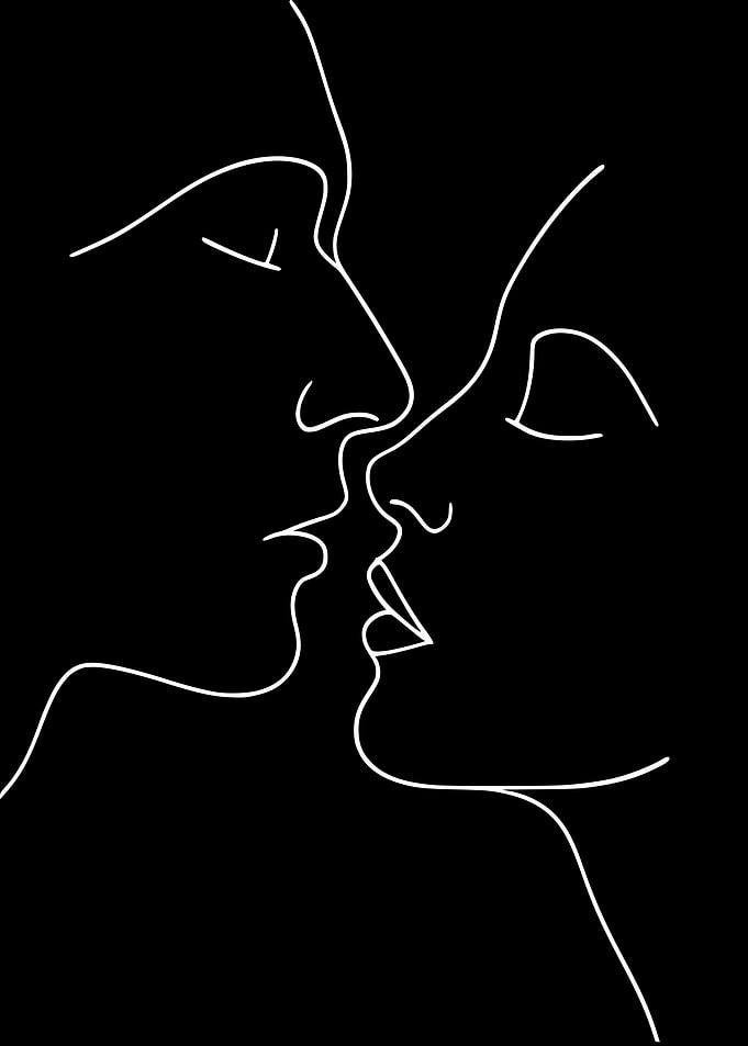 The Kiss — Minimal Line Art