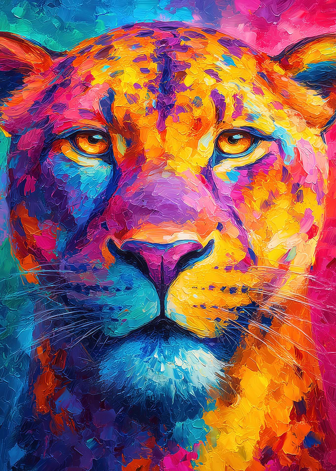 Colorful Leopard Portrait Painting