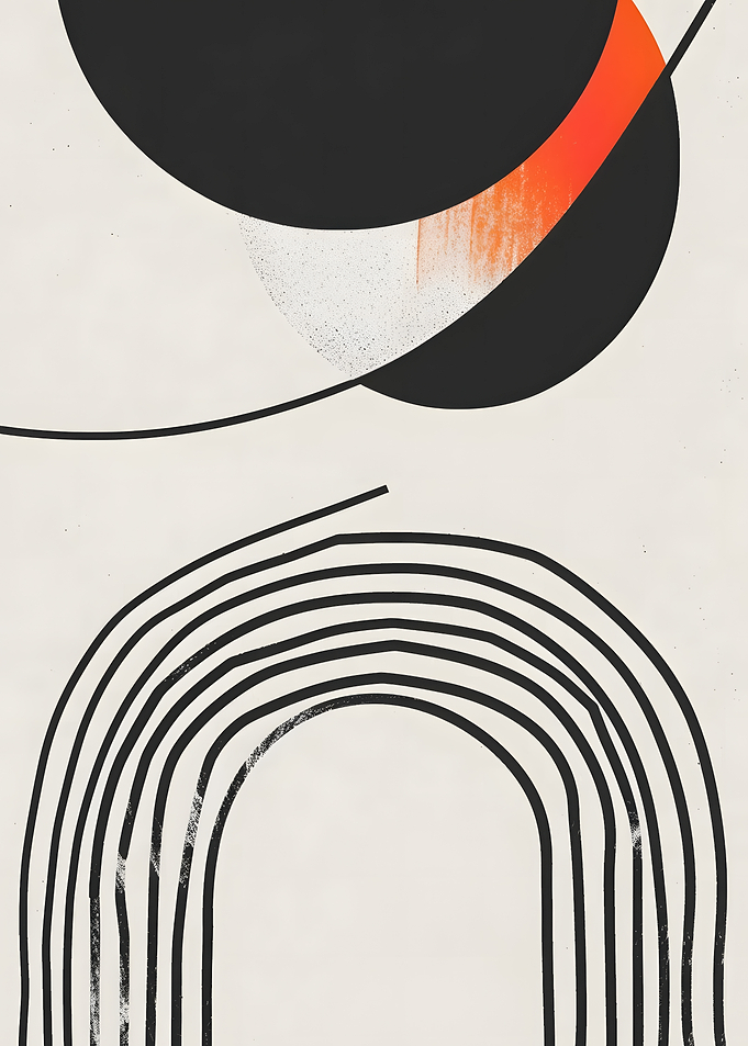 Abstract Geometric Art with Arches and Circles