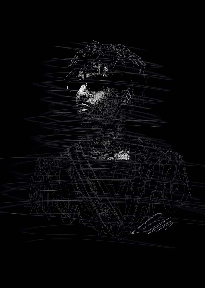 Abstract Rapper Portrait in Black and White
