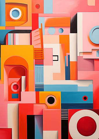 Abstract Geometric Composition with Vibrant Colors