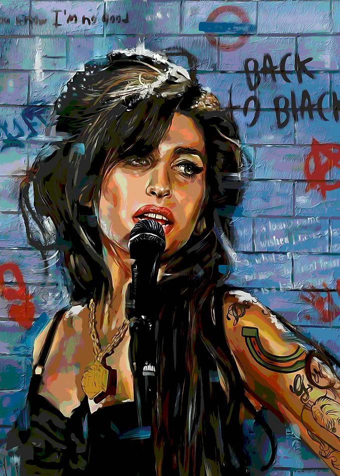 Amy Winehouse Portrait with Graffiti Background