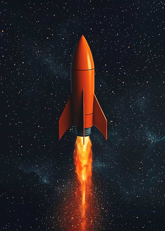 Orange Rocket Launching Space