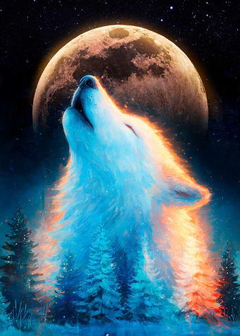 Howling Wolf Under the Moon