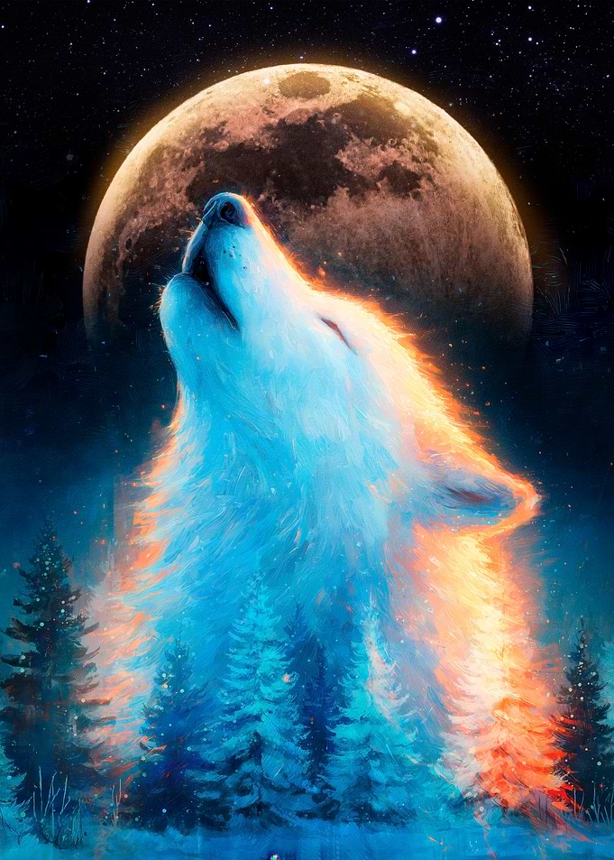 Howling Wolf Under the Moon