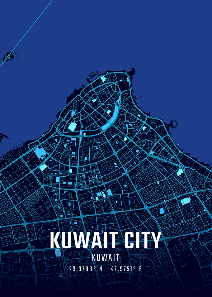 Kuwait City Midnight Map