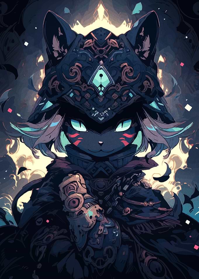 Armored Cat Warrior Digital Art
