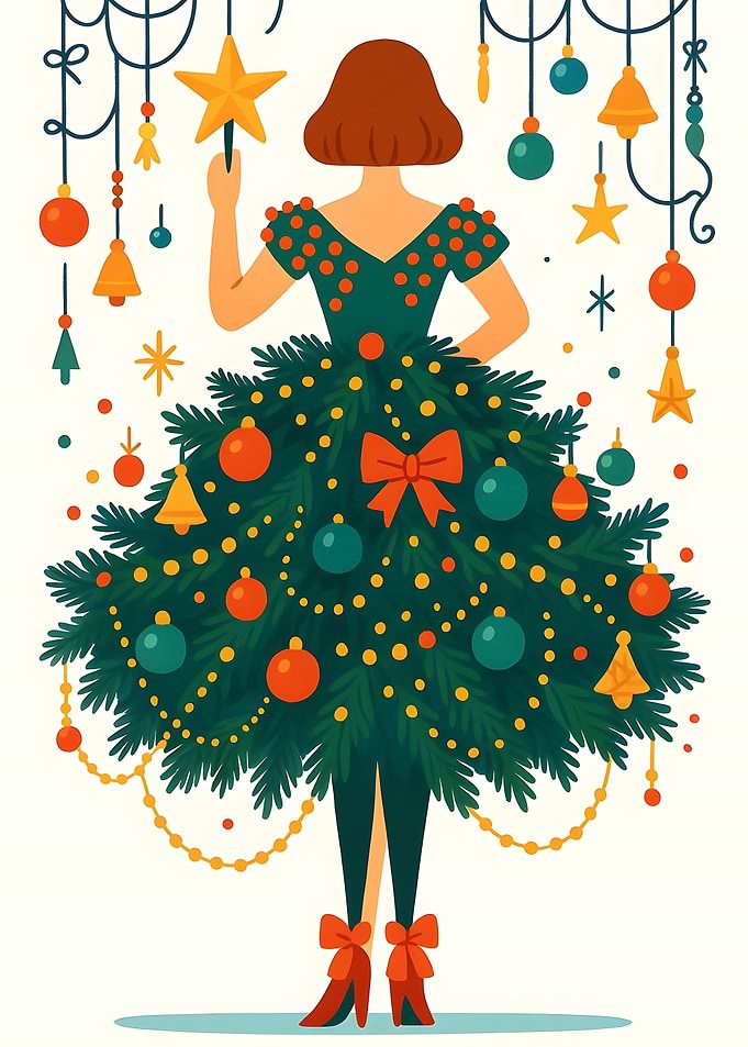 Christmas Tree Dress Illustration