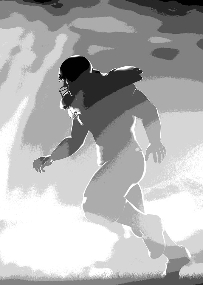 Monochrome Football Player Running