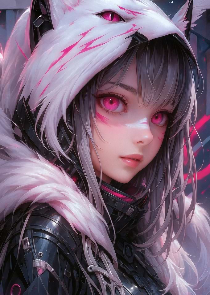 Anime Girl with Wolf Hood