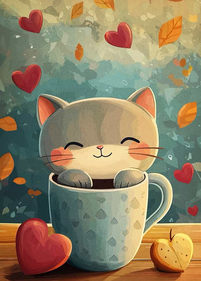 Cute Cat in a Cup