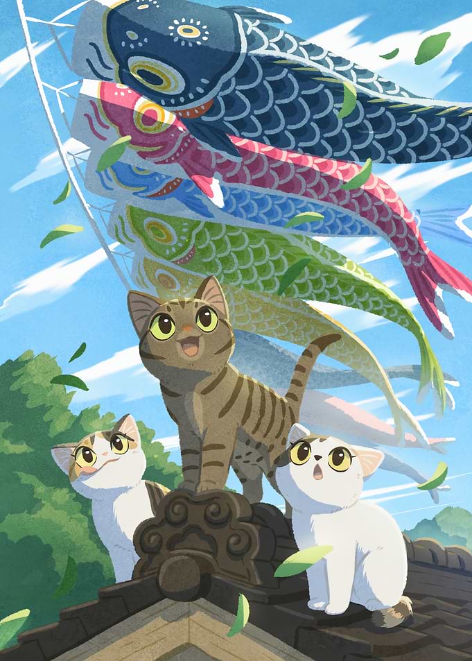 Cats and Koinobori