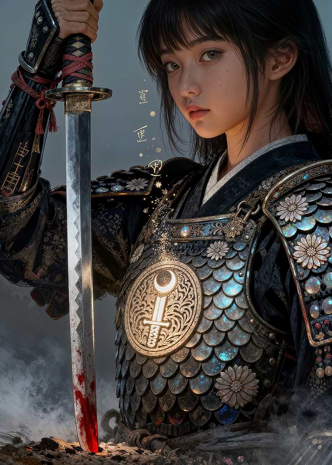 Female Warrior with Sword and Armor
