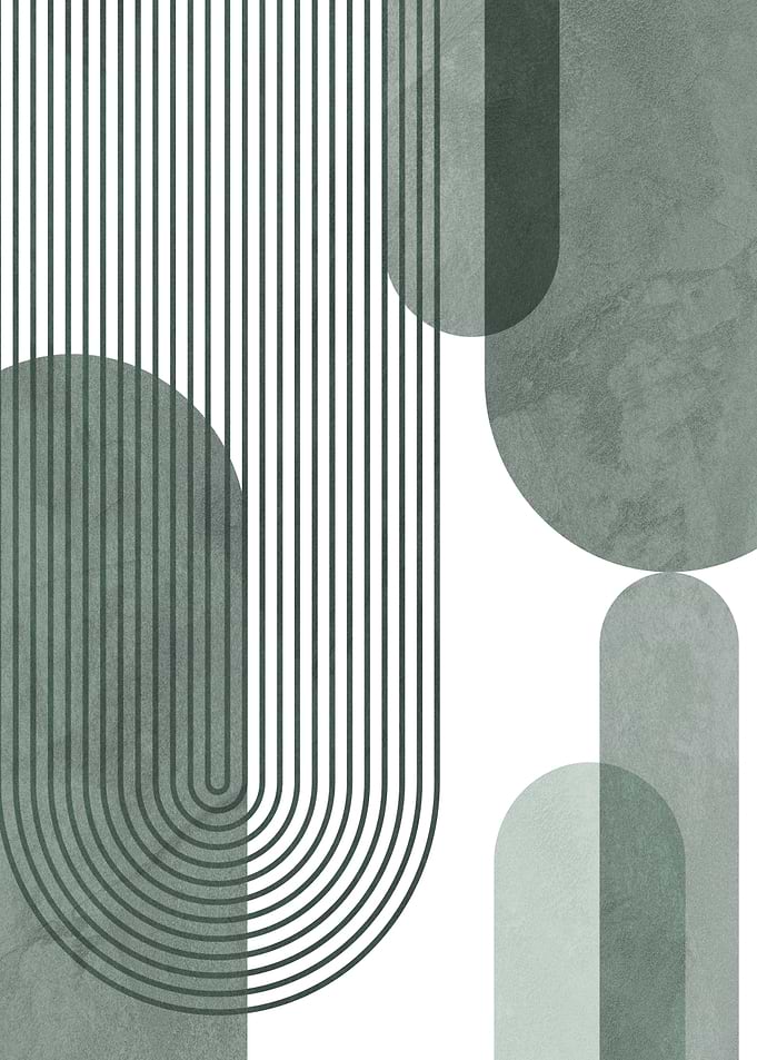 Abstract Green Geometric Shapes Art